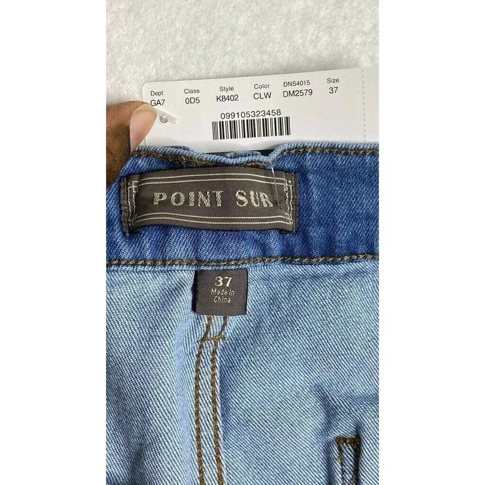 Point Sur Womens Wide Leg Cropped Jeans Blue‎ Pocke